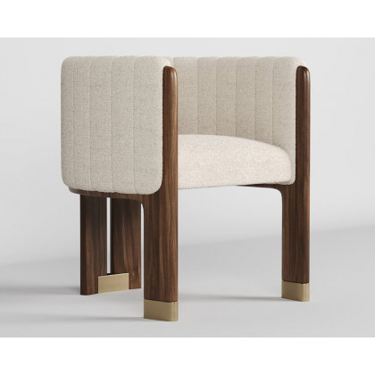 HMR Leather Fluted Upholstered Accent Chair with Wood Frame (Set of 4) - White