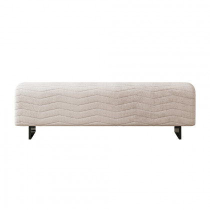 HMR - 57.5"W Modern Beige Knitted Velvet Upholstered Bedroom Bench with Stainless Steel Legs