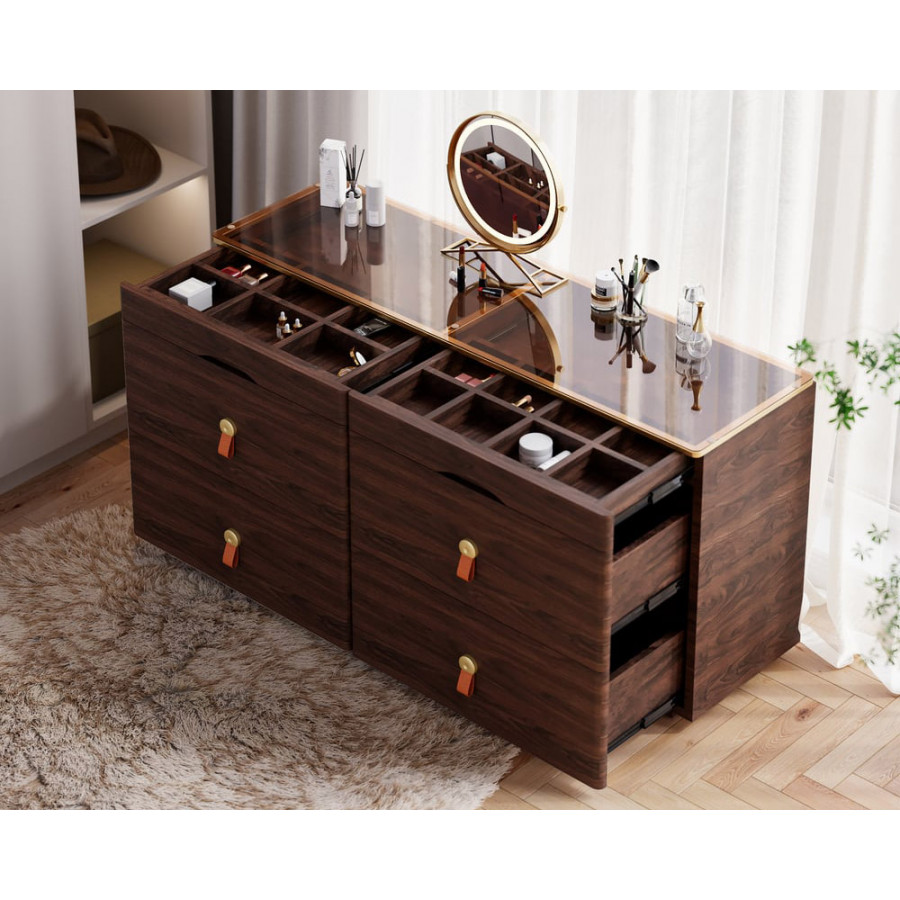 HMR - Chanor 47" Glass Top 6-Drawer Dresser