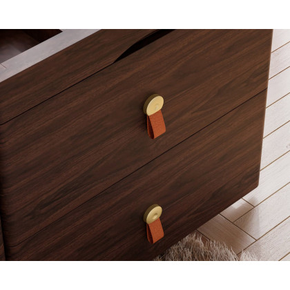 HMR Chanor 47" Glass Top 6-Drawer Dresser - Walnut