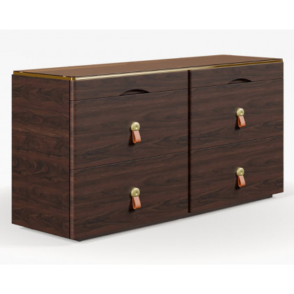 HMR Chanor 47" Glass Top 6-Drawer Dresser - Walnut