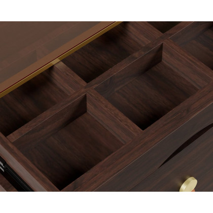 HMR Chanor 47" Glass Top 6-Drawer Dresser - Walnut