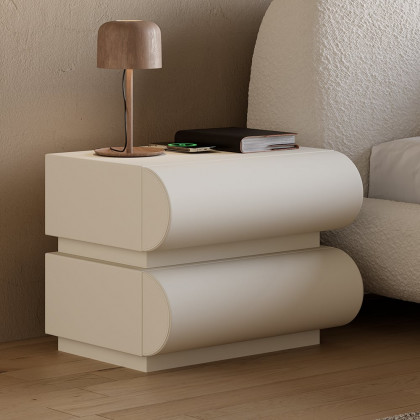 HMR Humply White Leather Wingback King Bed Frame - White, Bed & Nightstand Set