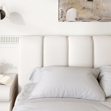 HMR Humply White Leather Wingback King Bed Frame - White, Bed & Nightstand Set
