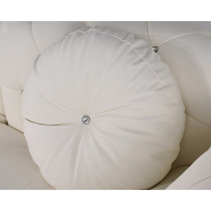 HMR Dodiy Modern L-Shaped Corner Leather Sectional Sofa 5-Seater with Chaise Pillows - White, Left-Hand Facing