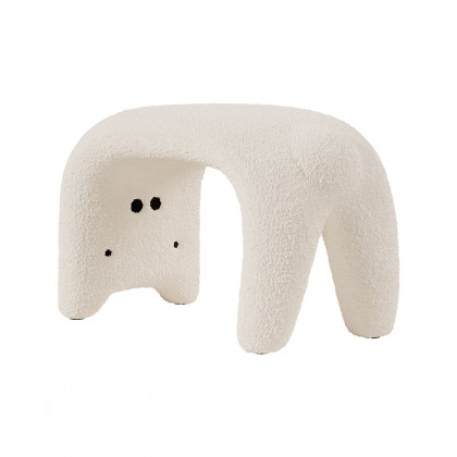 HMR - Modern White Cute Makeup Accent Chair Teddy Velvet Vanity Stool Kids Stool Upholstery
