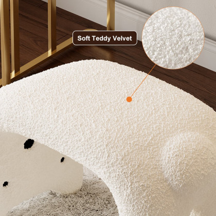 HMR - Modern White Cute Makeup Accent Chair Teddy Velvet Vanity Stool Kids Stool Upholstery