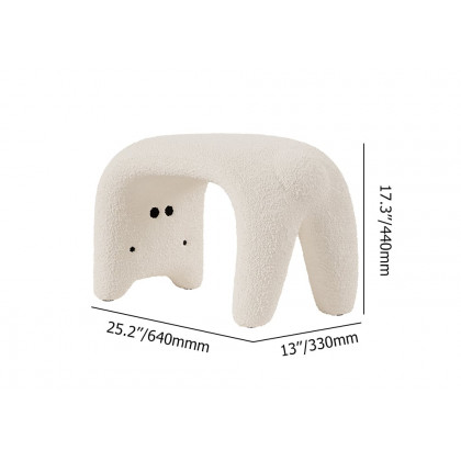 HMR - Modern White Cute Makeup Accent Chair Teddy Velvet Vanity Stool Kids Stool Upholstery