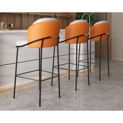 HMR Linenic Series Modern PU Leather Bar Stools - Orange, 20.9"L x 20.9"W x 41.3"H, 6-Pieces