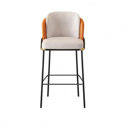 HMR Linenic Series Modern PU Leather Bar Stools - Orange, 20.9"L x 20.9"W x 41.3"H, 6-Pieces