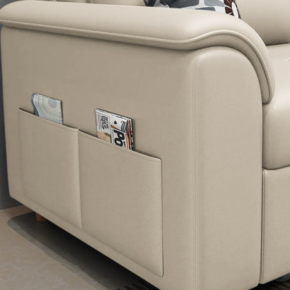 HMR Queen 2-Seater Sleeper Sofa - Beige, Leath-aire
