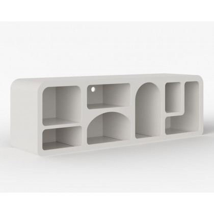 HMR Codiys Art Deco Bookshelf Wood TV Stand with Shelves for TV Up to 70" - White