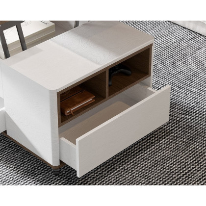 HMR Modern 47" Lift Top Foldable Coffee Table Multi Functional Table with 3 Drawers & Cabinet - White/Walnut
