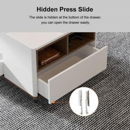 HMR Modern 47" Lift Top Foldable Coffee Table Multi Functional Table with 3 Drawers & Cabinet - White/Walnut