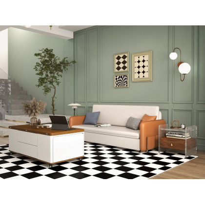 HMR Modern 47" Lift Top Foldable Coffee Table Multi Functional Table with 3 Drawers & Cabinet - White/Walnut