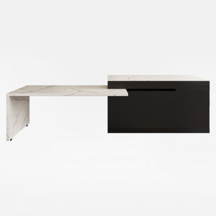HMR 83''-106" Extendable Kitchen lsland with Doors&Drawers - Black, Engineered Wood, Left-Hand Facing