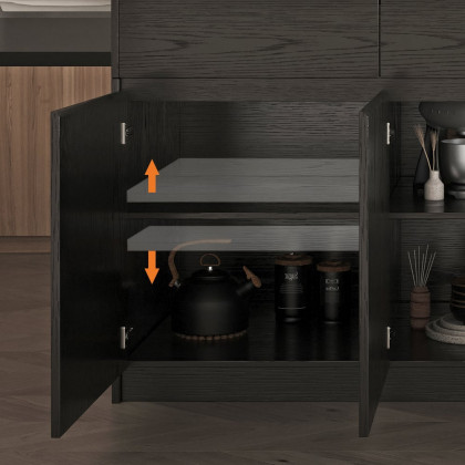 HMR 83''-106" Extendable Kitchen lsland with Doors&Drawers - Black, Engineered Wood, Left-Hand Facing