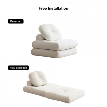 HMR - White Cloud Modular Sectional Convertible 3-Seater Sofa Velvet Upholstered with Pillows