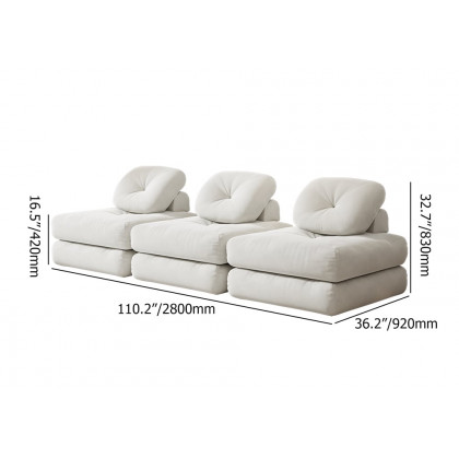 HMR - White Cloud Modular Sectional Convertible 3-Seater Sofa Velvet Upholstered with Pillows