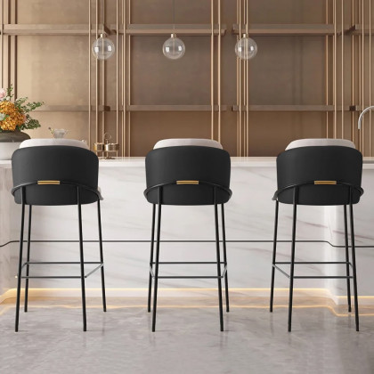 HMR Linenic Series Modern PU Leather Bar Stools - Black, 20.9"L x 20.9"W x 41.3"H, 4-Pieces