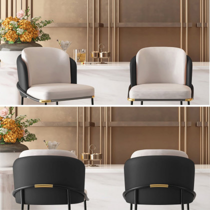 HMR Linenic Series Modern PU Leather Bar Stools - Black, 20.9"L x 20.9"W x 41.3"H, 4-Pieces
