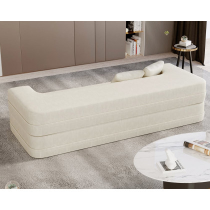 HMR Queen Folding Bed with Pillows - Beige, Leath-aire