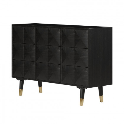 HMR - 49"W Mid Century Modern Black Dresser Chest of 9 Drawers Storage Cabinet