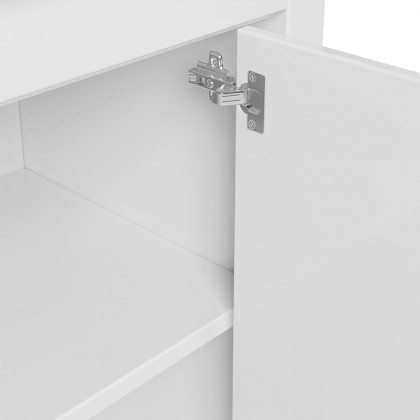 HMR - 79.1" White Bookcase with Doors Modern Etagere Bookcase with Drawers