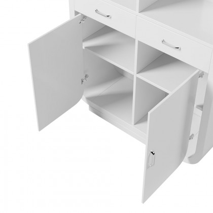 HMR - 79.1" White Bookcase with Doors Modern Etagere Bookcase with Drawers