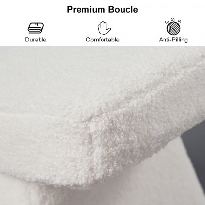 HMR Boucle Ottoman Unique Design Accent Chair - White