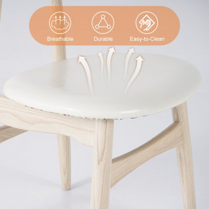 HMR Dining Set 63"-79" Japandi Oval Extendable Dining Table Whitewash with Chairs - White, With 4 Chairs, Style A