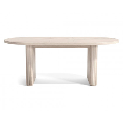 HMR Dining Set 63"-79" Japandi Oval Extendable Dining Table Whitewash with Chairs - White, With 4 Chairs, Style A