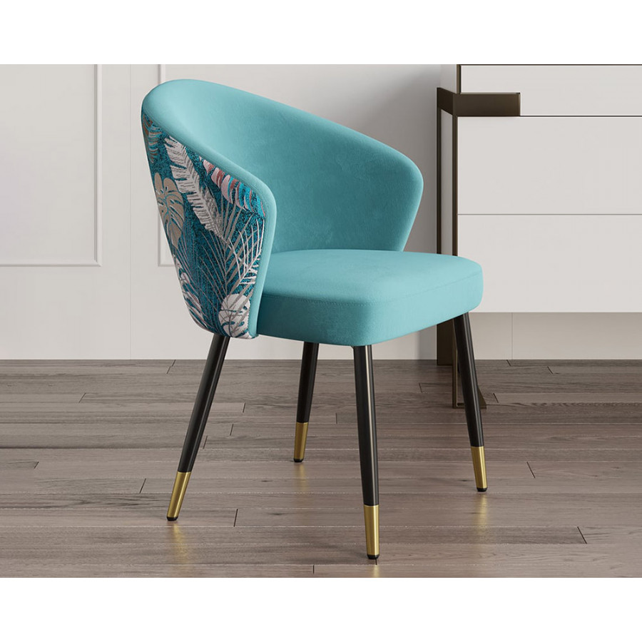 HMR Modern Dining Chairs with Velvet Upholstery - Greenish Blue, 6-Pieces