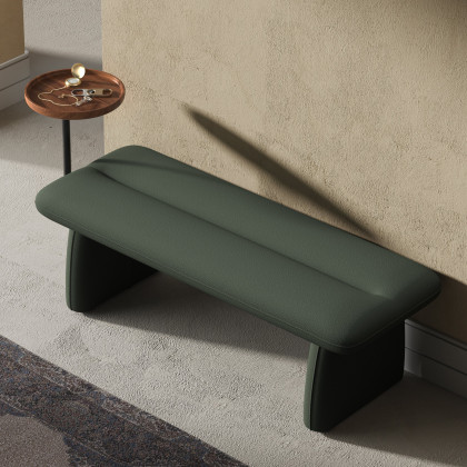 HMR - 54" Modern Green & Teak Entryway Bench with Tray