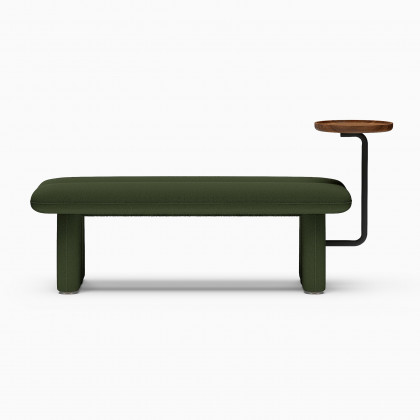 HMR - 54" Modern Green & Teak Entryway Bench with Tray