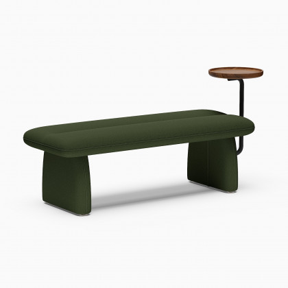 HMR - 54" Modern Green & Teak Entryway Bench with Tray