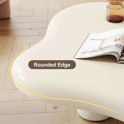 HMR 39" Irregular Cloud-Shaped Abstract Coffee Table - Off-White