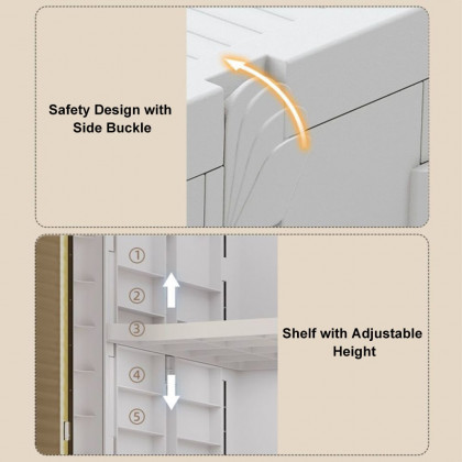 HMR - 3 Tiered White Bathroom Storage Cabinet Freestanding with 3 Shelves & Doors