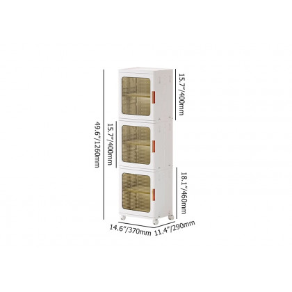 HMR - 3 Tiered White Bathroom Storage Cabinet Freestanding with 3 Shelves & Doors