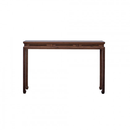 HMR - 47.2" Mid Century Modern Console Table Walnut Solid Wood Entryway Table with 4 Legs