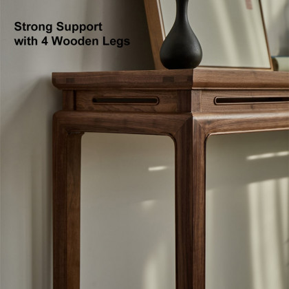 HMR - 47.2" Mid Century Modern Console Table Walnut Solid Wood Entryway Table with 4 Legs