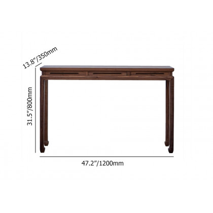 HMR - 47.2" Mid Century Modern Console Table Walnut Solid Wood Entryway Table with 4 Legs
