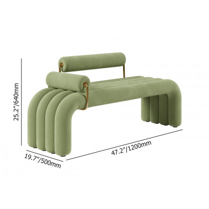 HMR Modern Line Tufted Bench Velvet Upholstered Entryway Bench in Gold Finish - Green
