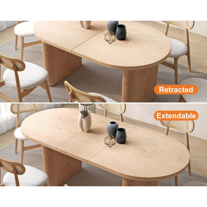 HMR Japandi Oval Extendable Dining Table - Natural, 63"-79" (seats 4-6)