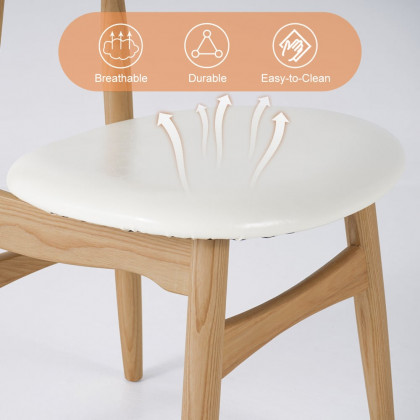 HMR Dining Set 63"-79" Japandi Oval Extendable Dining Table Whitewash with Chairs - White, With 4 Chairs, Style C