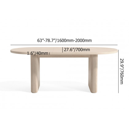 HMR Dining Set 63"-79" Japandi Oval Extendable Dining Table Whitewash with Chairs - White, With 4 Chairs, Style C
