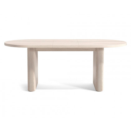 HMR Dining Set 63"-79" Japandi Oval Extendable Dining Table Whitewash with Chairs - White, With 4 Chairs, Style C