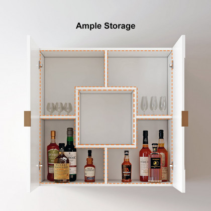 HMR - Modern White Hanging Wall Mounted Wine Cabinet with Storage