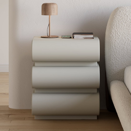 HMR Humply Modern Leather Smart Nightstand with Wireless Charger Drawers - Light Gray, 3-Drawer, Set Of 2
