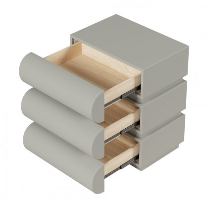 HMR Humply Modern Leather Smart Nightstand with Wireless Charger Drawers - Light Gray, 3-Drawer, Set Of 2